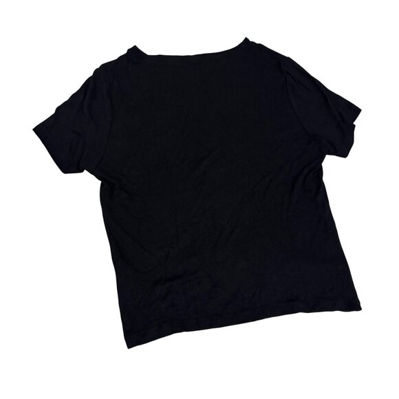 Marine Layer Black Twisted Front Short Sleeve Top Womens sz Medium Modal Blend - Picture 8 of 11